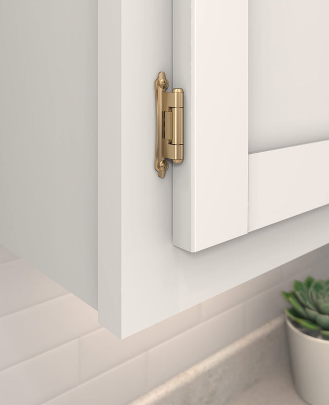 Amerock BPR7928CZ Cabinet Hinge 3/8 in (10 mm) Inset Self Closing Face Mount Champagne Bronze Kitchen Cabinet Door Hinge 1 Pair/2 Pack Functional Hardware