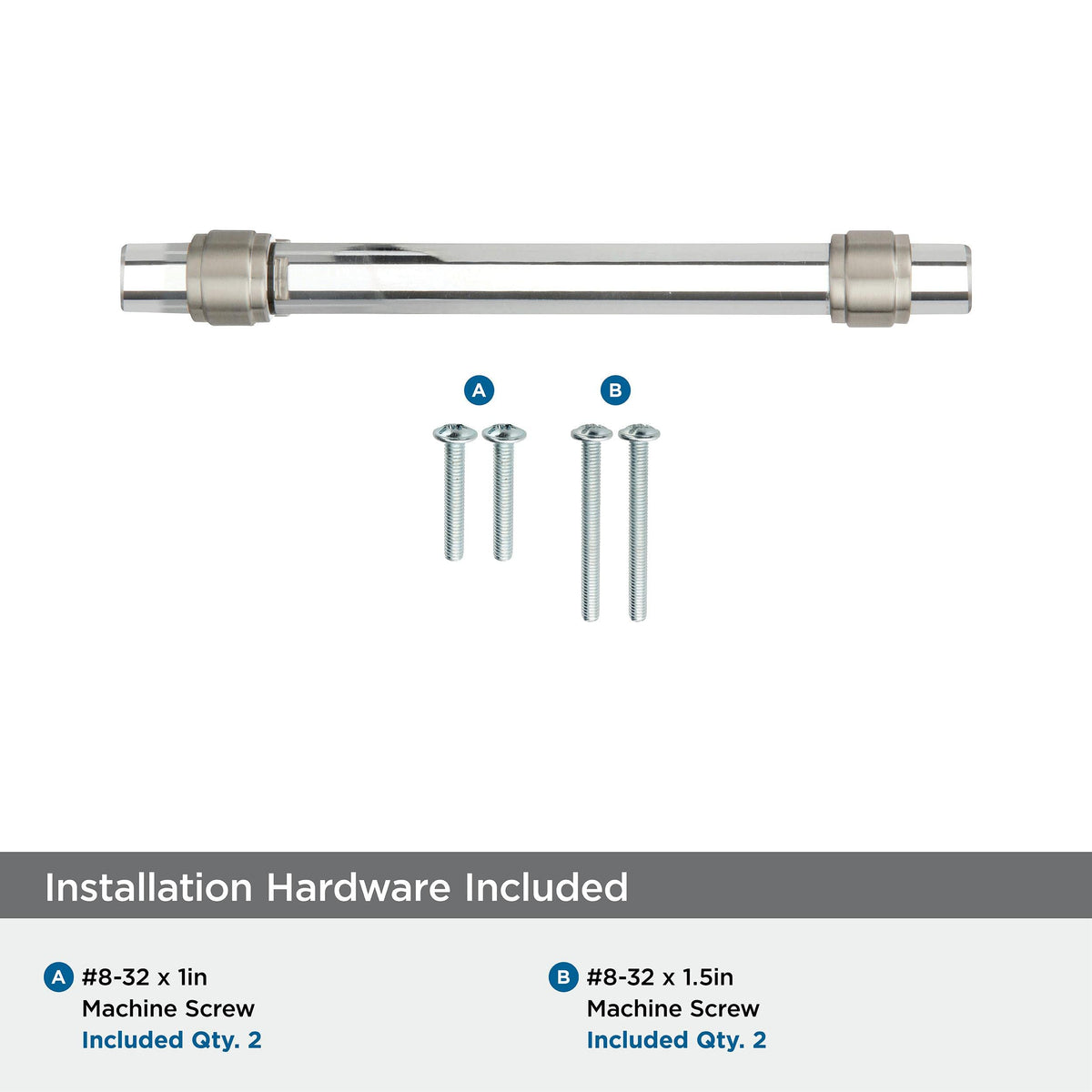 Amerock Cabinet Pull Clear/Satin Nickel 5-1/16 inch (128 mm) Center to Center Glacio 1 Pack Drawer Pull Drawer Handle Cabinet Hardware
