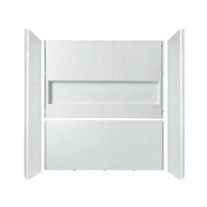 New England Home Goods 60” x 32” Four-Piece Direct-to-Stud Alcove Tub Surround with Left-Drain Hole Soaking Bathtub Combo in White