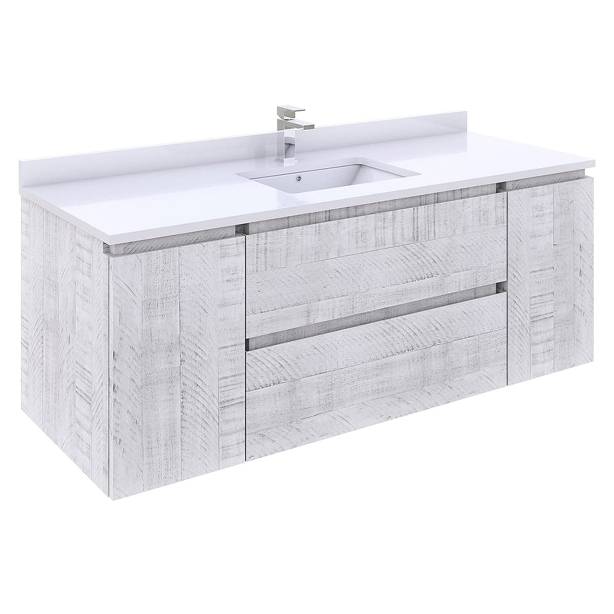 Fresca FCB31-123012RWH Fresca Formosa 53" Wall Hung Modern Bathroom Cabinet in Rustic White