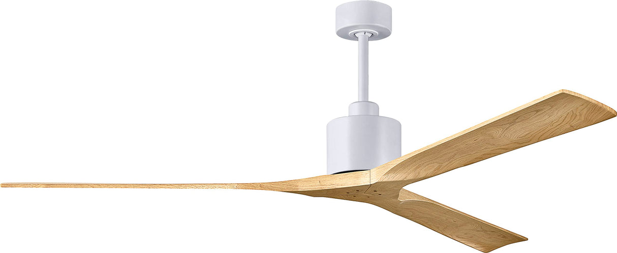 Matthews Fan NKXL-MWH-LM-72 Nan XL 6-speed ceiling fan in Matte White finish with 72” solid light maple tone wood blades