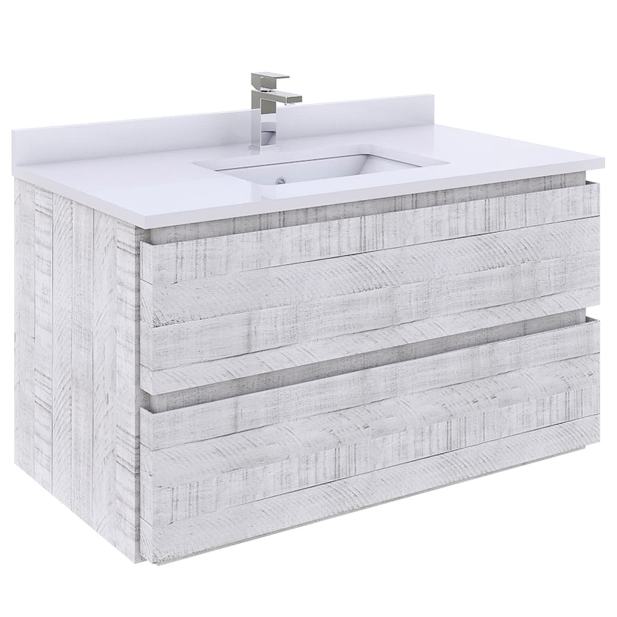 Fresca FCB3136RWH Fresca Formosa 35" Wall Hung Modern Bathroom Cabinet in Rustic White