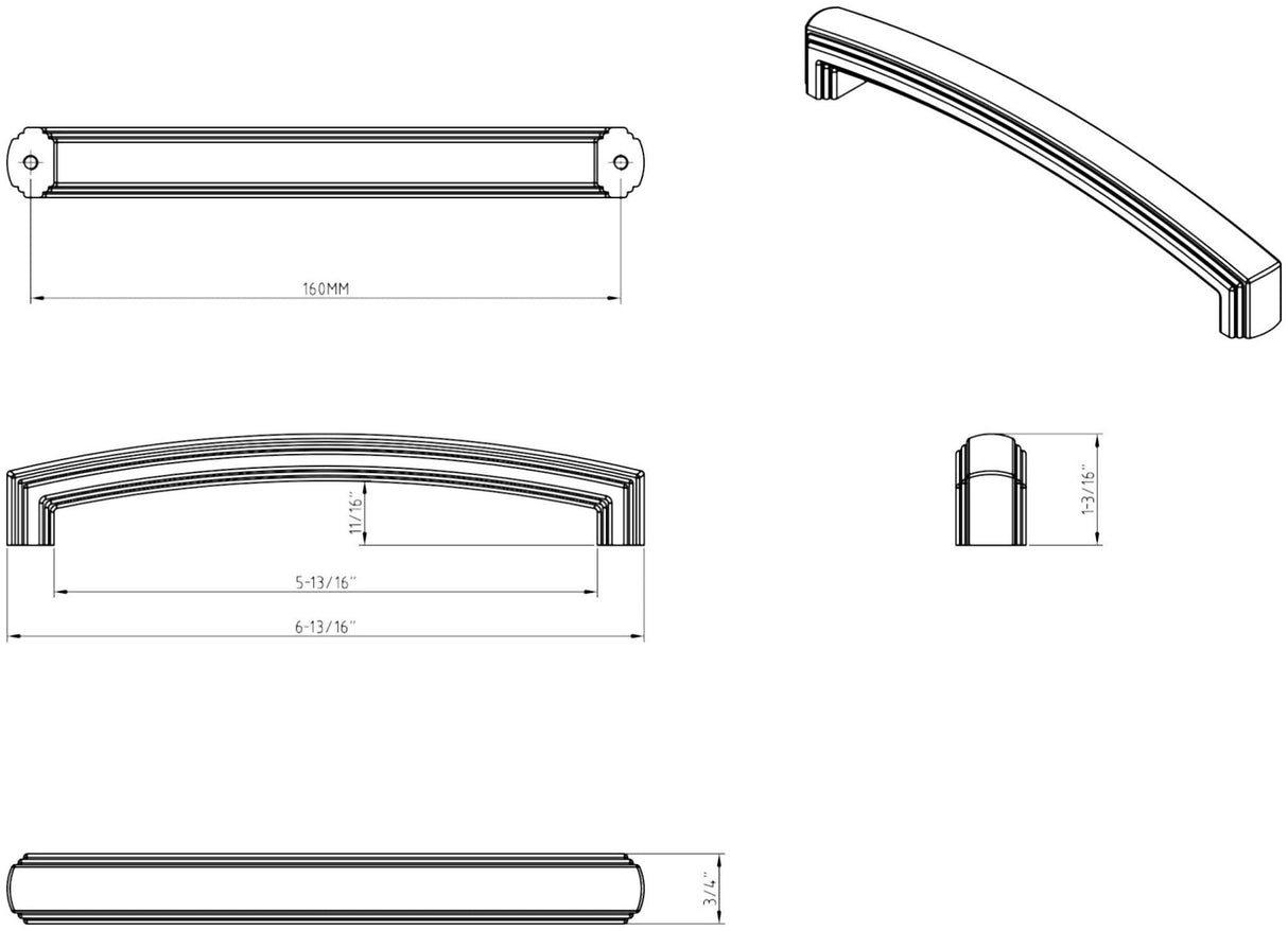 Jeffrey Alexander 519-160NI 160 mm Center-to-Center Polished Nickel Delgado Cabinet Pull