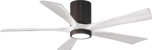 Matthews Fan IR5HLK-TB-MWH-52 IR5HLK five-blade flush mount paddle fan in Textured Bronze finish with 52” solid matte white wood blades and integrated LED light kit.