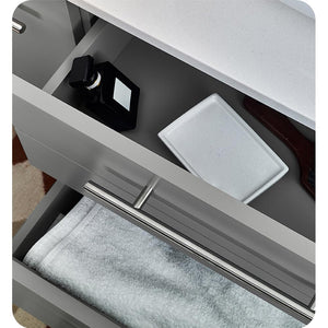 Fresca FVN6136GR-VSL-R Fresca Lucera 36" Gray Wall Hung Vessel Sink Modern Bathroom Vanity w/ Medicine Cabinet - Right Version