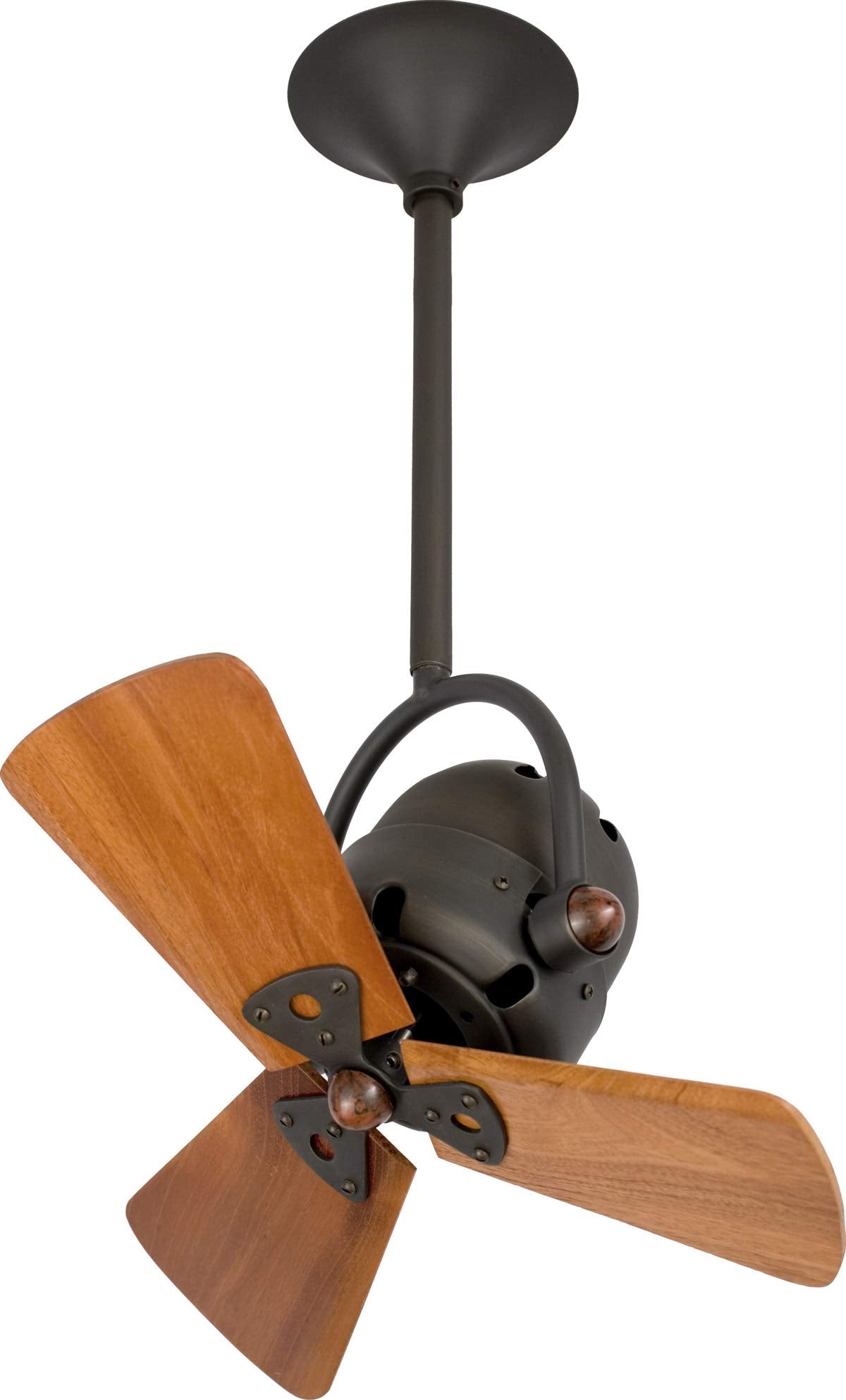 Matthews Fan BD-LTBLUE-WD Bianca Direcional ceiling fan in Agua Marinha (Light Blue) finish with solid sustainable mahogany wood blades.