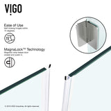 VIGO VG6012BNCL36 34.0" -46.0" W -73.38" H Frameless Hinged Rectangle Shower Enclosure with Clear 0.38" Tempered Glass and Stainless Steel Hardware in Brushed Nickel Finish with Reversible Handle