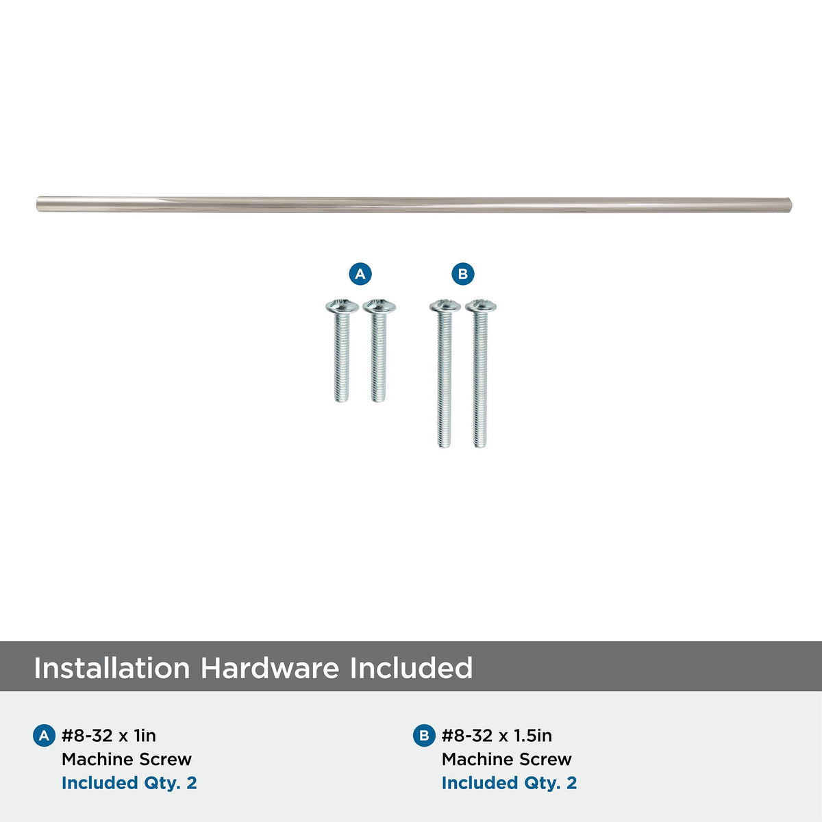 Amerock Cabinet Pull Polished Nickel 18-7/8 inch (480 mm) Center to Center Bar Pulls 1 Pack Drawer Pull Drawer Handle Cabinet Hardware