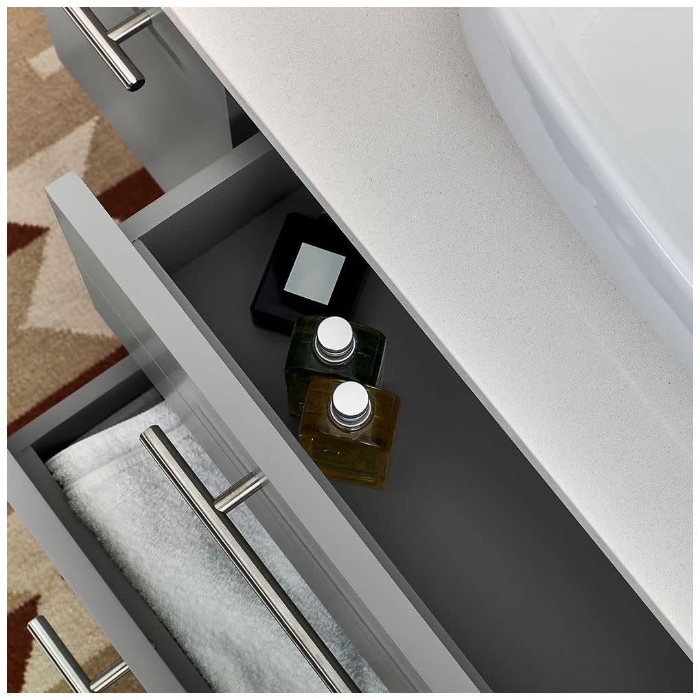 Fresca FCB6136RBL-UNS-R-CWH-U Fresca Lucera 36" Royal Blue Wall Hung Modern Bathroom Cabinet w/ Top & Undermount Sink - Right Version