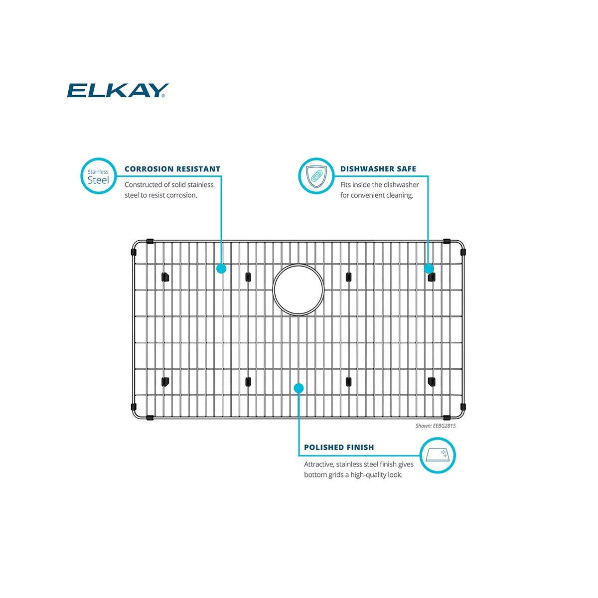 Elkay LKOBG2915SS Stainless Steel 27.5" D x 1.262" H x 13.5" W Bottom Grid
