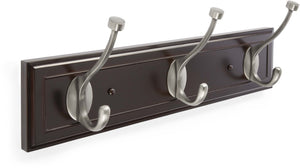 Amerock H55656MAS Beveled Hook Rack, Mahogany and Antique Silver, 18-Inch