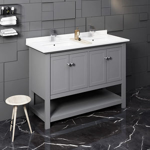 Fresca FCB2348GR-D-CWH-U Double Sink Cabinet with Sinks