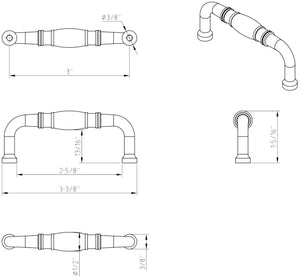 Jeffrey Alexander Z290-3-DACM 3" Center-to-Center Gun Metal Durham Cabinet Pull
