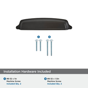 Amerock Cabinet Cup Pull Matte Black 5-1/16 inch (128 mm) Center-to-Center Stature 1 Pack Drawer Pull Drawer Handle Cabinet Hardware