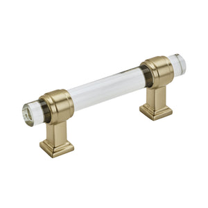 Amerock Cabinet Pull Clear/Golden Champagne 3 inch (76 mm) Center to Center Glacio 1 Pack Drawer Pull Drawer Handle Cabinet Hardware