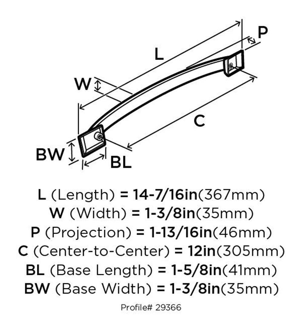 Amerock Appliance Pull Oil Rubbed Bronze 12 inch (305 mm) Center to Center Candler 1 Pack Drawer Pull Drawer Handle Cabinet Hardware