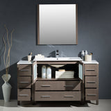 Fresca FVN62-123612GO-UNS Fresca Torino 60" Gray Oak Modern Bathroom Vanity w/ 2 Side Cabinets & Integrated Sink