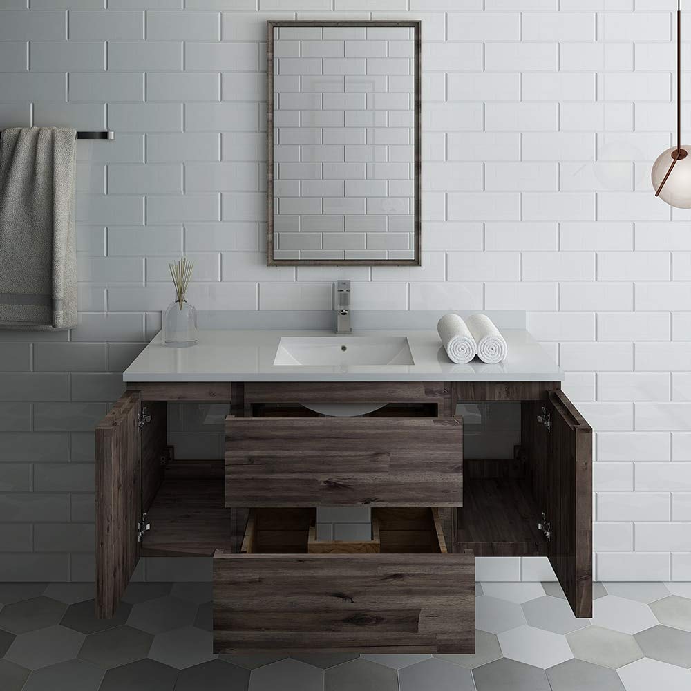 Fresca FVN31-2424ACA-FC Fresca Formosa 48" Floor Standing Double Sink Modern Bathroom Vanity w/ Mirrors