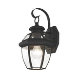 Livex Lighting 2051-04 Monterey 1 Light Outdoor Black Finish Solid Brass Wall Lantern with Clear Beveled Glass
