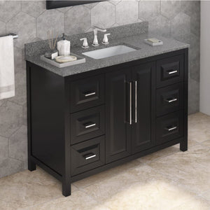 Jeffrey Alexander VKITCAD48BKBOR 48" Black Cade Vanity, Boulder Cultured Marble Vanity Top, undermount rectangle bowl