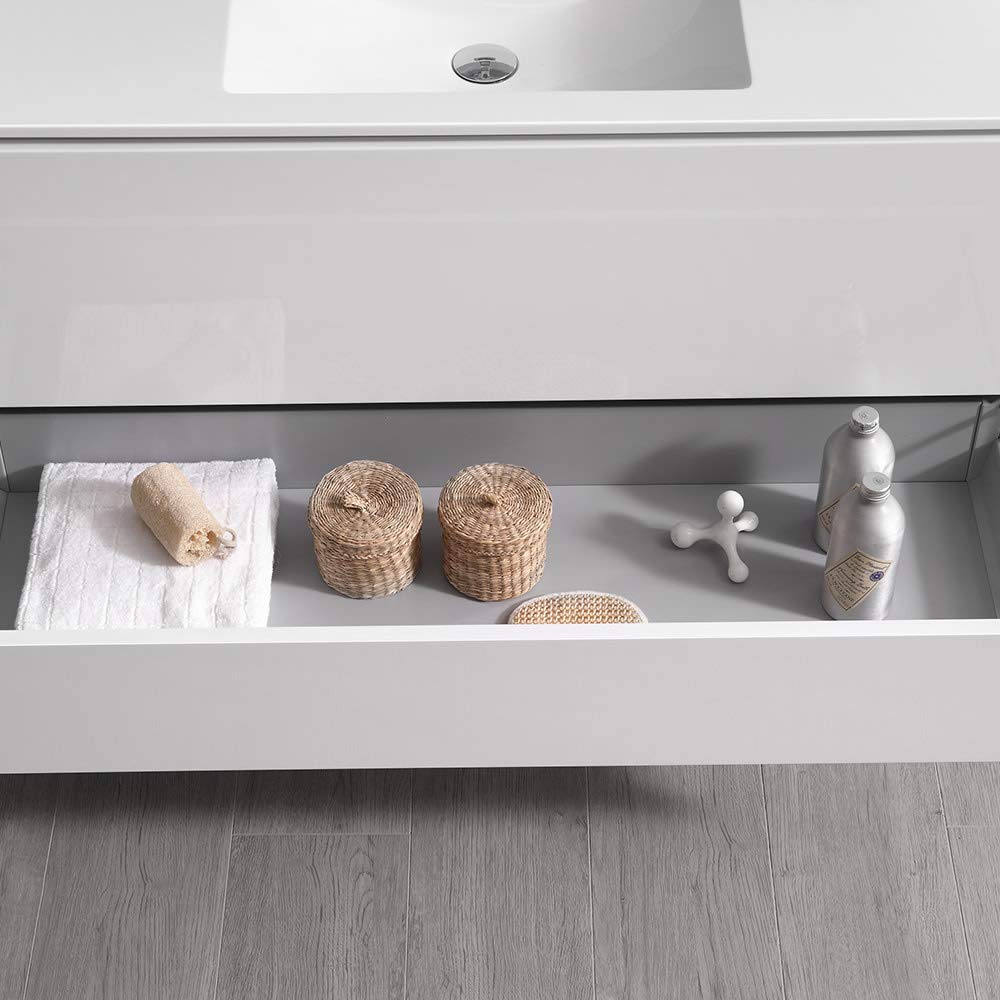 Fresca FCB9248HA-I Fresca Catania 48" Glossy Ash Gray Wall Hung Modern Bathroom Cabinet w/ Integrated Sink