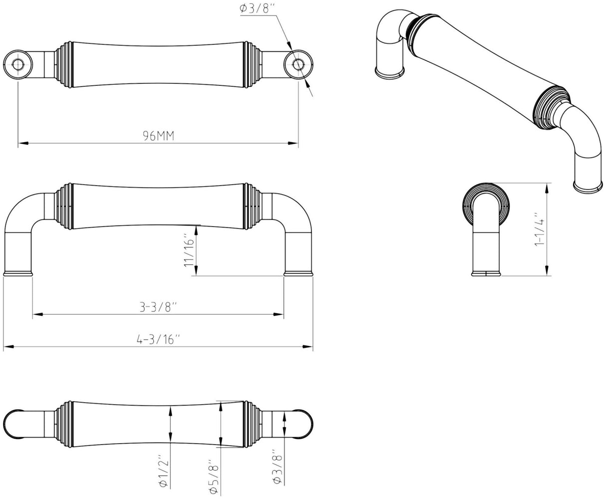 Jeffrey Alexander 537NI 96 mm Center-to-Center Polished Nickel Barrel Bremen 2 Cabinet Pull