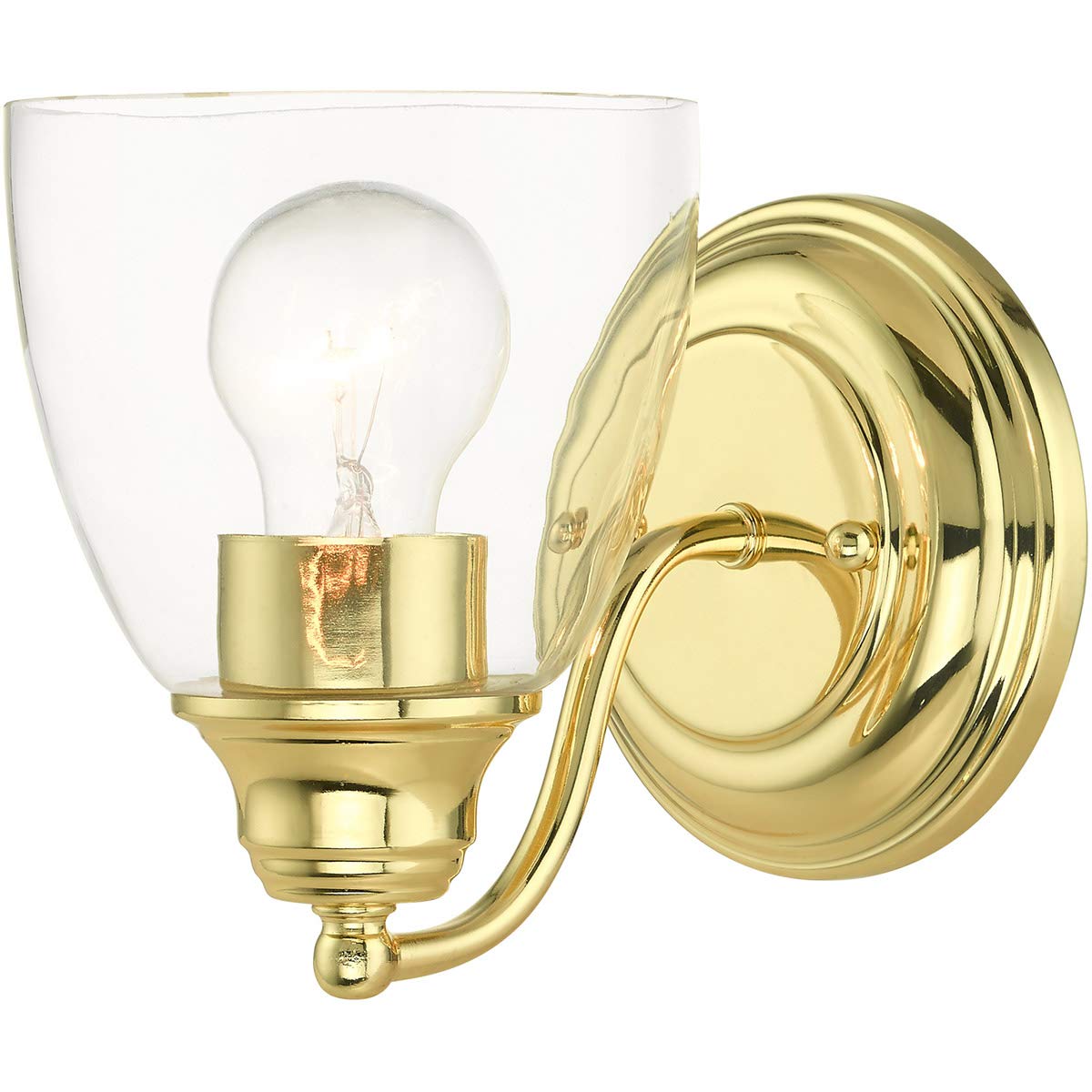 Livex Lighting 15131-02 Montgomery Collection 1-Light Bathroom Vanity Light with Clear Glass, Polished Brass, 5.38 x 7