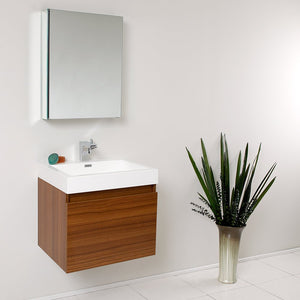 Fresca FVN8006TK Fresca Nano 24" Teak Modern Bathroom Vanity w/ Medicine Cabinet