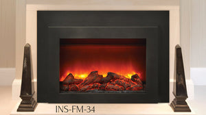Amantii INS-FM-34 Insert Series - 34" Electric Fireplace Insert with Black Steel Surround and Overlay