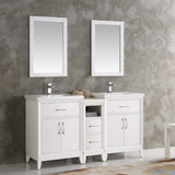 Fresca FVN21-241224WH Fresca Cambridge 60" White Double Sink Traditional Bathroom Vanity w/ Mirrors