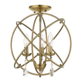 Livex Lighting 40904-01 Aria 3 Light 16 inch Antique Brass Convertible Chandelier / Semi Flush Ceiling Light