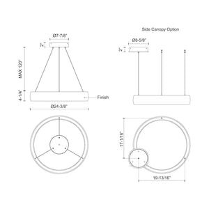 Kuzco PD22723-WH HALO 23" PD White 120V TRIAC/ELV LED 3000K 90CRI 62W