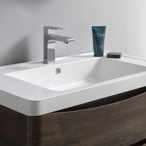 Fresca FCB9040WH-I Fresca Tuscany 40" Glossy White Wall Hung Modern Bathroom Cabinet w/ Integrated Sink