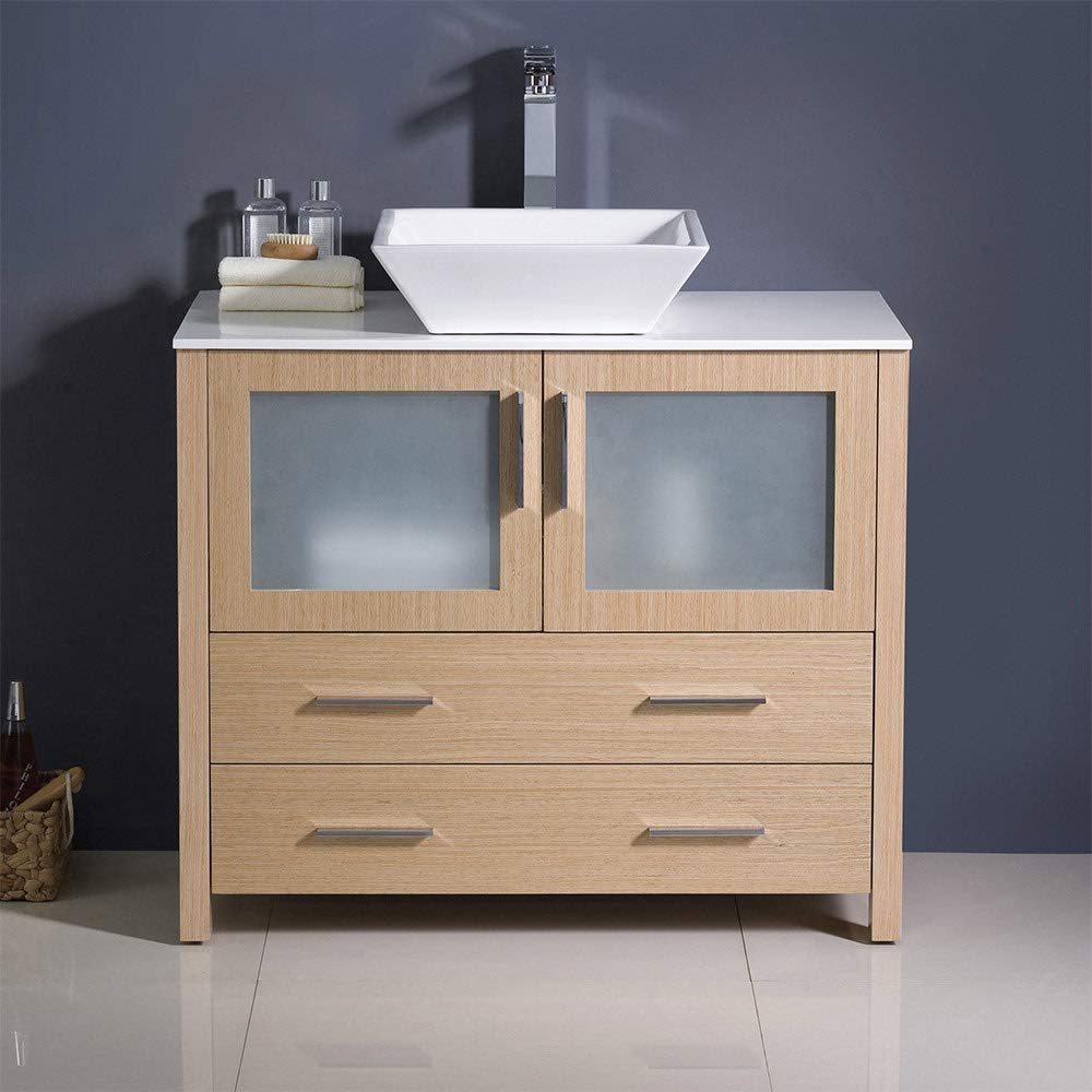 Fresca FCB6236ES-CWH-V Fresca Torino 36" Espresso Modern Bathroom Cabinet w/ Vessel Sink