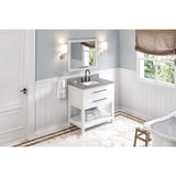 Jeffrey Alexander VKITWAV36WHSGR 36" White Wavecrest Vanity, Steel Grey Cultured Marble Vanity Top, undermount rectangle bowl
