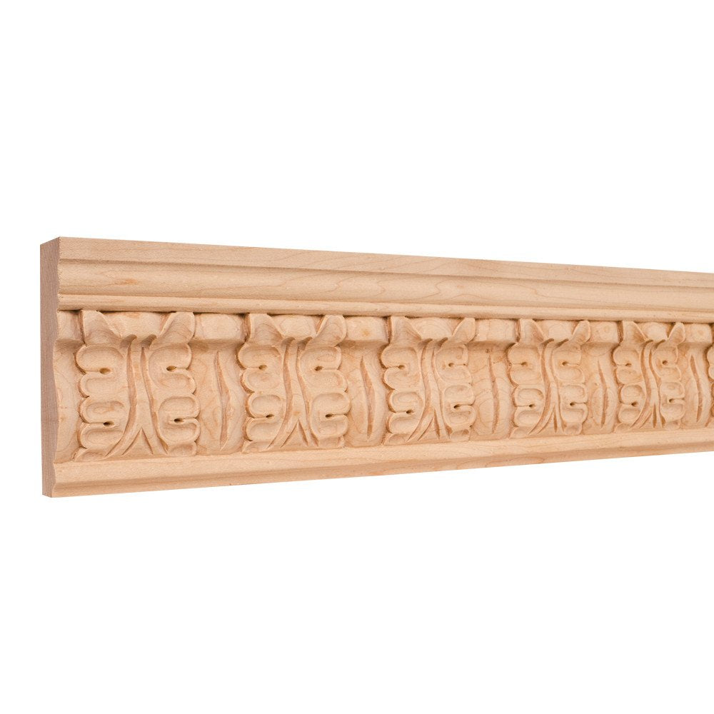 Hardware Resources HCM01BW 1" D x 3-3/4" H Basswood Acanthus Hand Carved Moulding