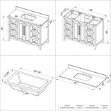 Jeffrey Alexander VKITCAD48WHBGR 48" White Cade Vanity, Black Granite Vanity Top, undermount rectangle bowl