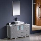 Fresca FVN62-122412GR-VSL Fresca Torino 48" Gray Modern Bathroom Vanity w/ 2 Side Cabinets & Vessel Sink