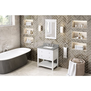 Jeffrey Alexander VKITAST30WHSGR 30" White Astoria Vanity, Steel Grey Cultured Marble Vanity Top, undermount rectangle bowl