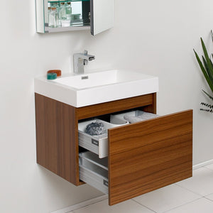 Fresca FVN8006TK Fresca Nano 24" Teak Modern Bathroom Vanity w/ Medicine Cabinet