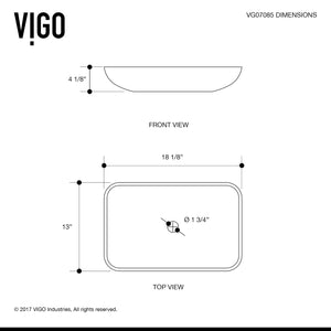 VIGO Rectangular Titanium Glass Vessel Bathroom Sink Set With Dior Vessel Faucet In Brushed Nickel With Pop-Up Drain