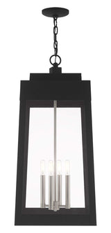 Livex Lighting 20863-04 Oslo - Four Light Outdoor Hanging Lantern, Black Finish with Clear Glass