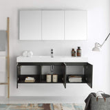 Fresca FVN8093BW Fresca Vista 60" Black Wall Hung Single Sink Modern Bathroom Vanity w/ Medicine Cabinet