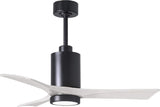Matthews Fan PA3-BK-MWH-42 Patricia-3 three-blade ceiling fan in Matte Black finish with 42” solid matte white wood blades and dimmable LED light kit 