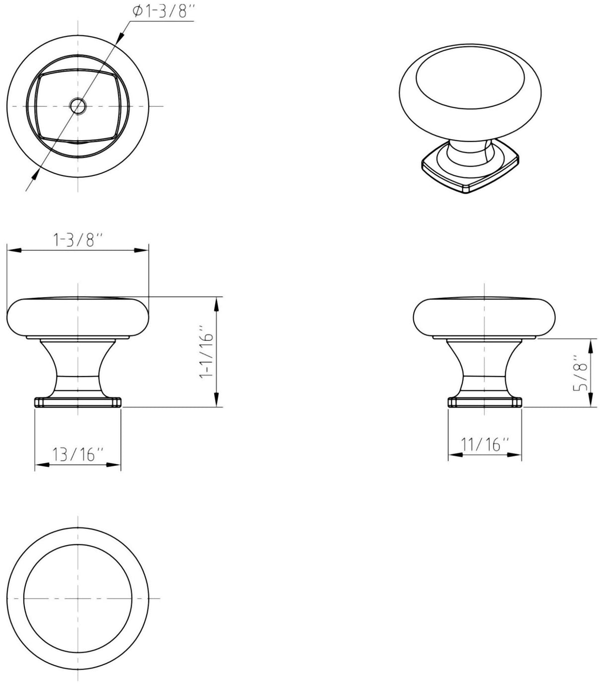 Jeffrey Alexander MO6303SBZ 1-3/8" Diameter Satin Bronze Belcastel 1 Cabinet Knob