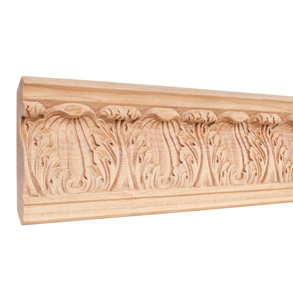 Hardware Resources HCM10BBW 1-1/4" D x 5-3/4" H Basswood Acanthus Hand Carved Moulding