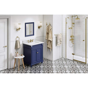 Jeffrey Alexander VKITDOU30BLWCR 30" Hale Blue Douglas Vanity, White Carrara Marble Vanity Top, undermount rectangle bowl
