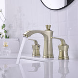 8 Inch 2 Handle Bathroom Faucet Brass Brushed Gold Widespread Vanity Basin Sink Faucet, Traditional Style