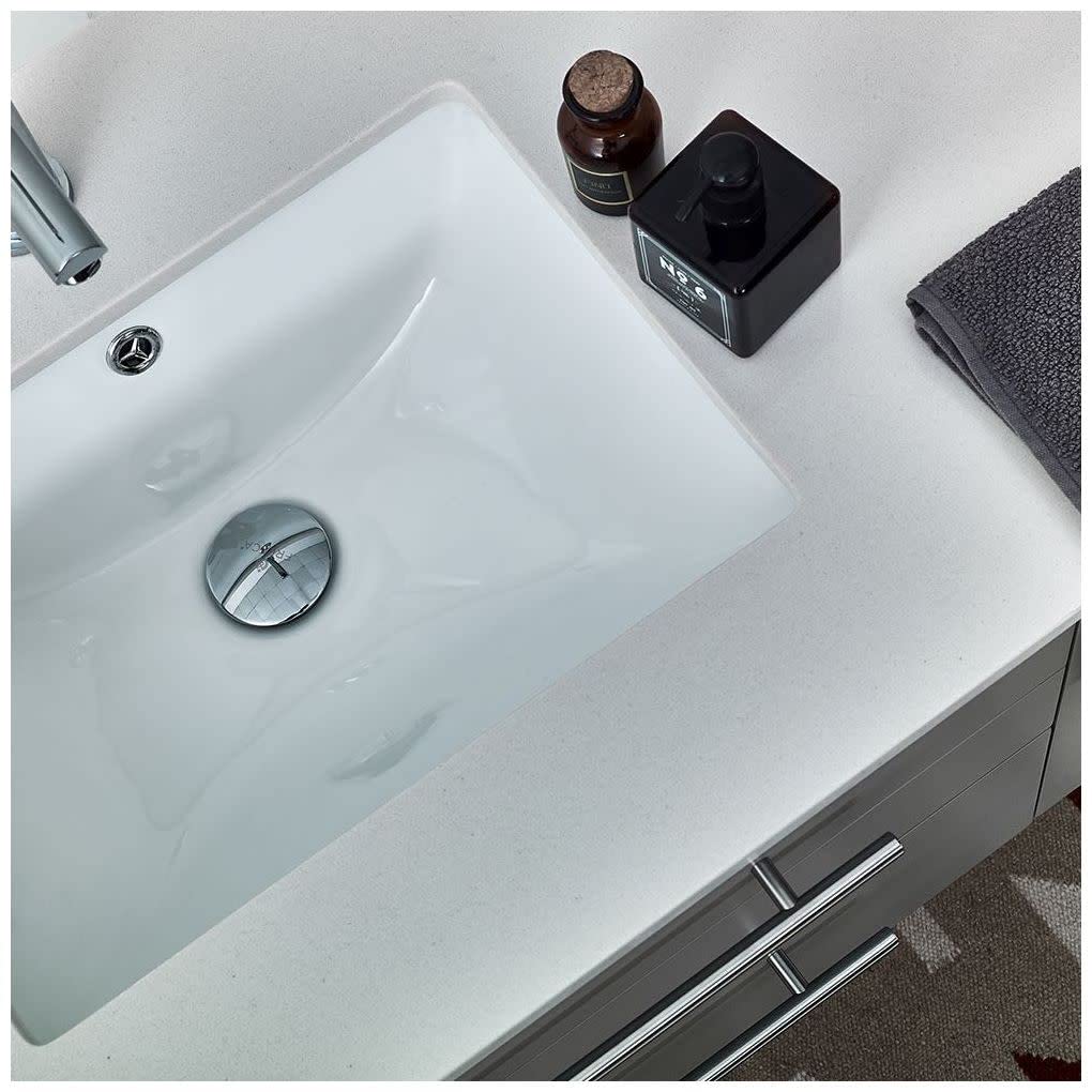 Fresca FCB6136RBL-UNS-L-CWH-U Fresca Lucera 36" Royal Blue Wall Hung Modern Bathroom Cabinet w/ Top & Undermount Sink - Left Version