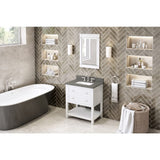 Jeffrey Alexander VKITAST30WHBOR 30" White Astoria Vanity, Boulder Cultured Marble Vanity Top, undermount rectangle bowl